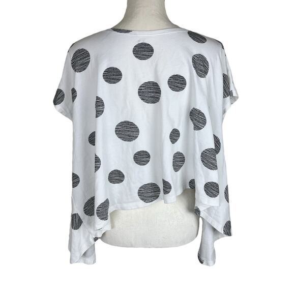 M x Matthildur Ashley Swing Top Black Dot Asymmetrical Hem Short Sleeve Size XS - Picture 3 of 6